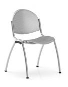 Sedia fissa 4 gambe in lamiera - telaio, sedile e schienale monoblocco verniciato grigio lucido - Certificata CAM