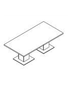 Tavolo riunione rettangolare con piano monoblocco e struttura a colonna in melaminico - colori a scelta - cm 180x120x74h