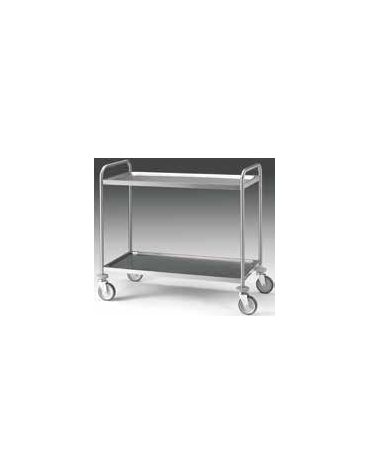 CARRELLO ACCIAIO INOX AISI 304 - N° 2 RIPIANI - CM 89x59x96H - Portata kg 120