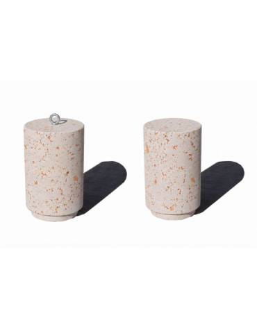 Dissuasore stradale in cemento cilindrico colore bianco travertino - Diametro cm 35 - Altezza cm 60 - Conforme ai CAM