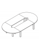 Tavolo conferenza composto chiuso con terminali doppi, piano in melaminico e gambe metalliche - cm 591x222x74h