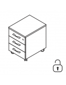 Cassettiera in melaminico su ruote, cassetti con chiusura ammortizzata e cassetto porta cancelleria - cm 42x56x59h