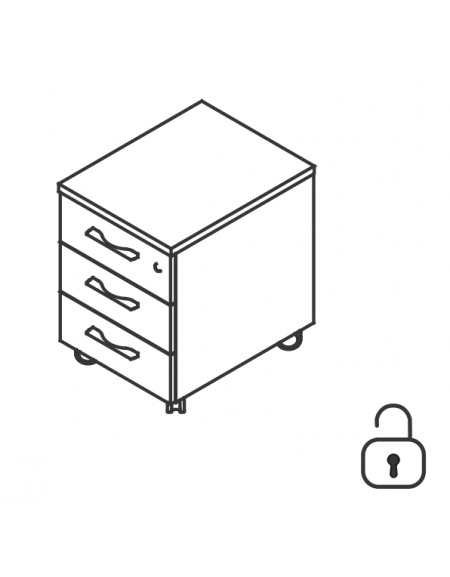 Cassettiera in melaminico su ruote, cassetti con chiusura ammortizzata e cassetto porta cancelleria - cm 42x56x59h
