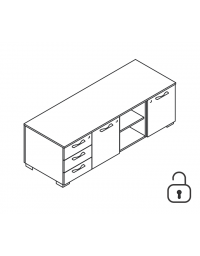 Mobile servente per scrivania in melaminico con contenitore giorno, 2 ante e cassettiera a 3 cassetti - cm 168x60x54,6h