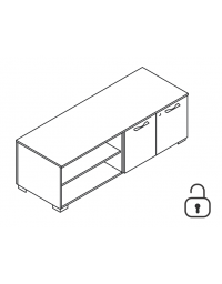 Mobile servente per scrivania in melaminico con contenitore giorno e vano chiuso a 2 ante&nbsp; - cm 168x60x54,6h