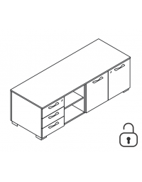Mobile servente per scrivania in melaminico con contenitore giorno, 2 ante e cassettiera - cm 168x60x54,6h