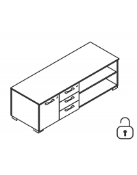 Mobile servente per scrivania in melaminico con contenitore giorno, un vano chiuso con anta e cassettiera - cm 168x60x54,6h