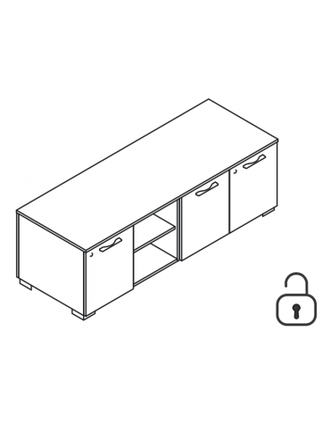 Mobile servente per scrivania in melaminico con vano giorno e 3 ante - cm 168x60x54,6h