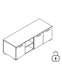 Mobile servente per scrivania in melaminico con vano giorno e 3 ante - cm 168x60x54,6h