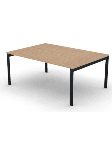 Tavolo riunione con piano melaminico spessore mm 25 e gambe a ponte metalliche - Colori a scelta - cm 180x125x74h