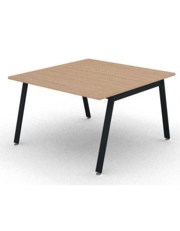 Tavolo riunione con piano melaminico spessore mm 25 e gambe inclinate metalliche - Colori a scelta - cm 120x125x74h