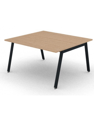 Tavolo riunione con piano melaminico spessore mm 25 e gambe inclinate metalliche - Colori a scelta - cm 120x125x74h