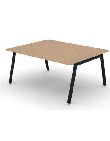 Tavolo riunione con piano melaminico spessore mm 25 e gambe inclinate metalliche - Colori a scelta - cm 160x125x74h