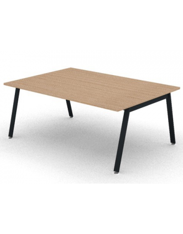 Tavolo riunione con piano melaminico spessore mm 25 e gambe inclinate metalliche - Colori a scelta - cm 180x125x74h
