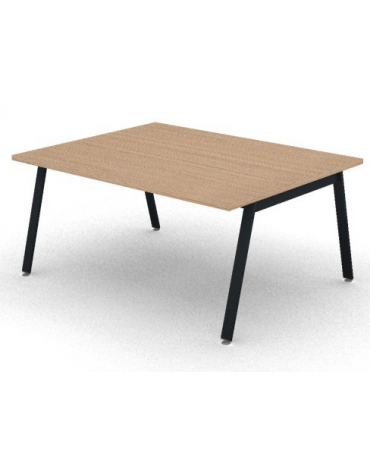 Tavolo riunione con piano melaminico spessore mm 30 e gambe inclinate metalliche - Colori a scelta - cm 160x125x74,5h
