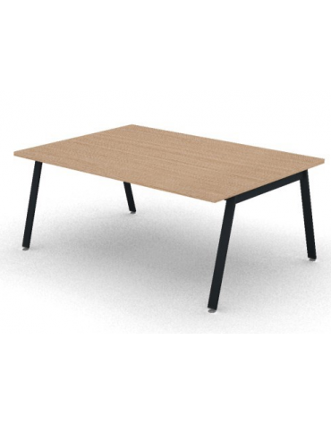 Tavolo riunione con piano melaminico spessore mm 30 e gambe inclinate metalliche - Colori a scelta - cm 180x125x74,5h
