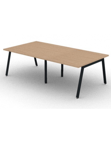 Tavolo riunione piano due pezzi in melaminico spessore mm 30 e gambe inclinate metalliche - Colori a scelta - cm 240x125x74,5h