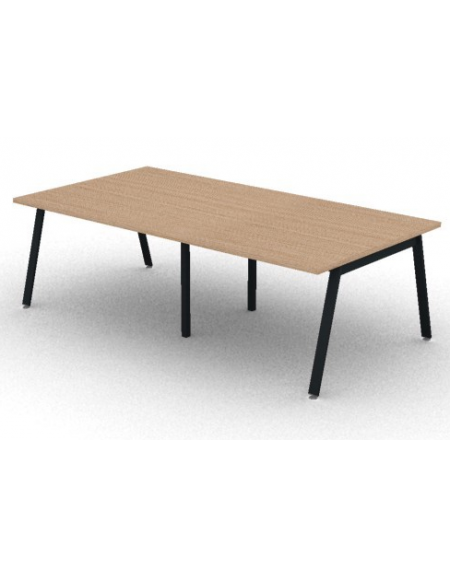 Tavolo riunione piano due pezzi in melaminico spessore mm 30 e gambe inclinate metalliche - Colori a scelta - cm 240x125x74,5h