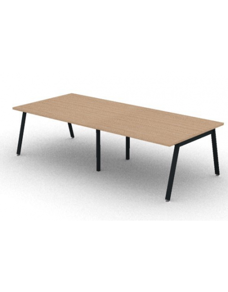 Tavolo riunione piano due pezzi in melaminico spessore mm 30 e gambe inclinate metalliche - Colori a scelta - cm 280x125x74,5h