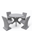 Set pic nic in cemento colore Grigio pietra - 1 tavolo circolare cm Ø110x75h e 4 sedute con schienale - Conforme ai CAM