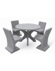 Set pic nic in cemento colore Grigio pietra - 1 tavolo circolare cm Ø110x75h e 4 sedute con schienale  - Conforme ai CAM
