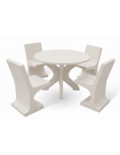 Set pic nic in cemento colore Bianco pietra - 1 tavolo circolare cm Ø110x75h e 4 sedute con schienale  - Conforme ai CAM