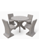 Set pic nic in cemento colore Grigio travertino - 1 tavolo circolare cm Ø110x75h e 4 sedute con schienale - Conforme ai CAM