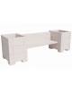 Panchina in cemento calcestruzzo con schienale e 2 fioriere laterali quadrate - colore Bianco pietra - cm 300x85x90h - CAM