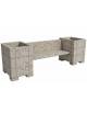 Panchina in cemento calcestruzzo con schienale e 2 fioriere laterali quadrate - colore Grigio sabbiato - cm 300x85x90h - CAM