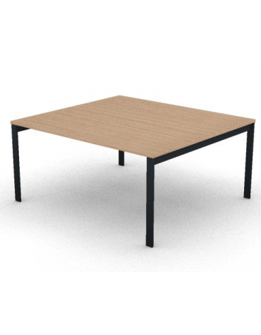 Tavolo riunione con piano melaminico spessore mm 25 e gambe a ponte metalliche - Colori a scelta - cm 160x145x74h