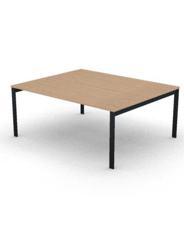 Tavolo riunione con piano melaminico spessore mm 25 e gambe a ponte metalliche - Colori a scelta - cm 180x145x74h