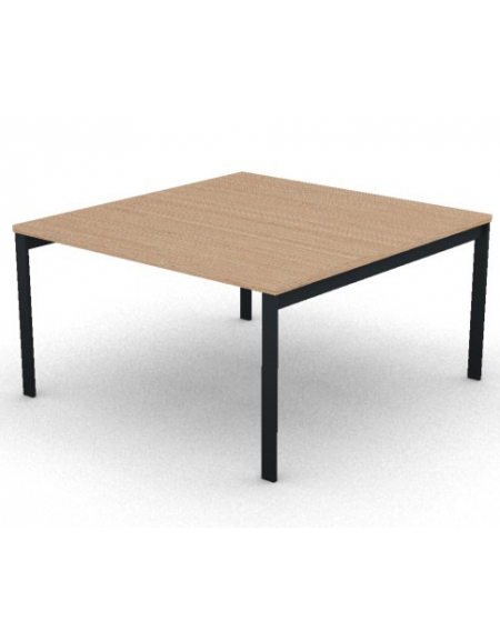 Tavolo riunione con piano melaminico spessore mm 30 e gambe a ponte metalliche - Colori a scelta - cm 140x145x74,5h
