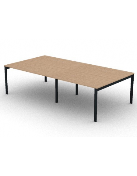 Tavolo riunione piano due pezzi in melaminico spessore mm 25 e gambe a ponte metalliche - Colori a scelta - cm 280x145x74h