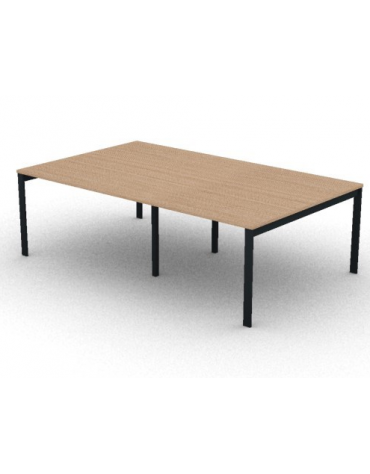 Tavolo riunione piano due pezzi in melaminico spessore mm 30 e gambe a ponte metalliche - Colori a scelta - cm 240x145x74,5h