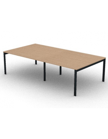 Tavolo riunione piano due pezzi in melaminico spessore mm 30 e gambe a ponte metalliche - Colori a scelta - cm 280x145x74,5h
