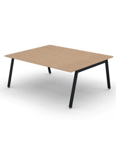 Tavolo riunione con piano melaminico spessore mm 25 e gambe inclinate metalliche - Colori a scelta - cm 180x145x74h