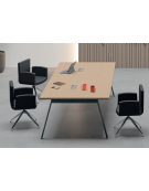Tavolo riunione con piano melaminico spessore mm 30 e gambe inclinate metalliche - Colori a scelta - cm 160x145x74,5h