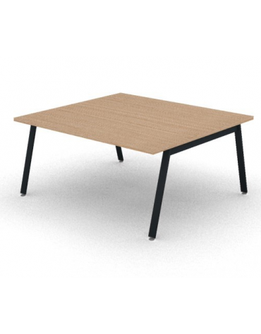 Tavolo riunione con piano melaminico spessore mm 30 e gambe inclinate metalliche - Colori a scelta - cm 160x145x74,5h