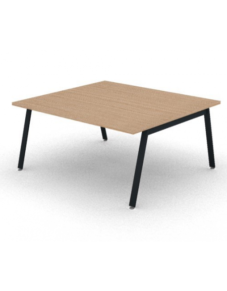 Tavolo riunione con piano melaminico spessore mm 30 e gambe inclinate metalliche - Colori a scelta - cm 160x145x74,5h