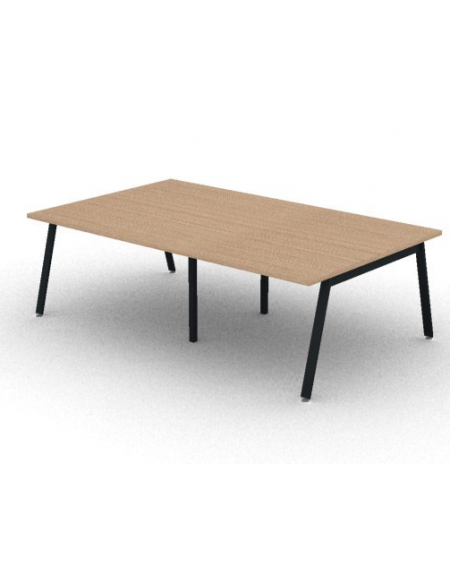 Tavolo riunione piano due pezzi in melaminico spessore mm 30 e gambe inclinate metalliche - Colori a scelta - cm 280x145x74,5h