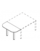 Terminale per tavolo riunione profondità cm 145, piano in melaminico spessore mm 25 e struttura metallica - cm 145x60x74h