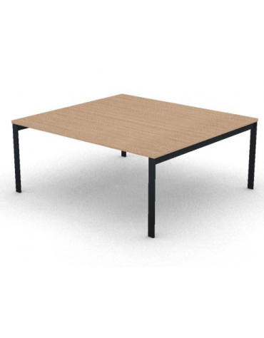 Tavolo riunione con piano melaminico spessore mm 25 e gambe a ponte metalliche - Colori a scelta - cm 180x165x74,5h