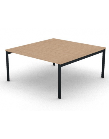 Tavolo riunione con piano melaminico spessore mm 25 e gambe a ponte metalliche - Colori a scelta - cm 160x165x74,5h