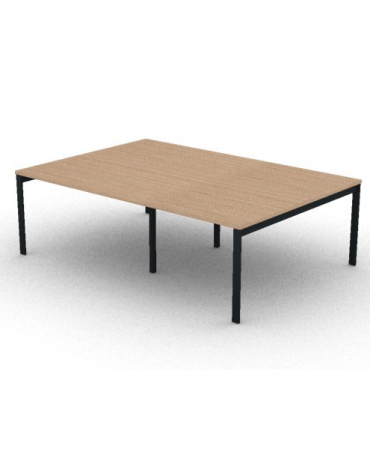 Tavolo riunione piano due pezzi in melaminico spessore mm 30 e gambe a ponte metalliche - Colori a scelta - cm 240x165x74,5h
