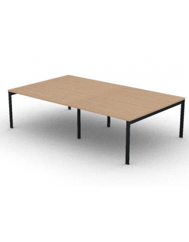 Tavolo riunione piano due pezzi in melaminico spessore mm 30 e gambe a ponte metalliche - Colori a scelta - cm 280x165x74,5h