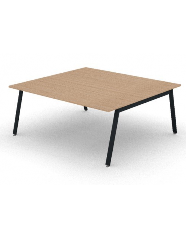 Tavolo riunione con piano melaminico spessore mm 25 e gambe inclinate metalliche - Colori a scelta - cm 180x165x74h