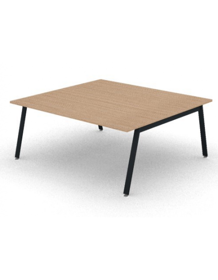 Tavolo riunione con piano melaminico spessore mm 25 e gambe inclinate metalliche - Colori a scelta - cm 180x165x74h