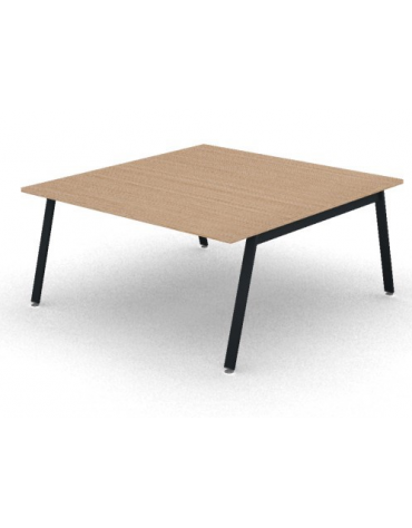 Tavolo riunione con piano melaminico spessore mm 30 e gambe inclinate metalliche - Colori a scelta - cm 160x165x74,5h