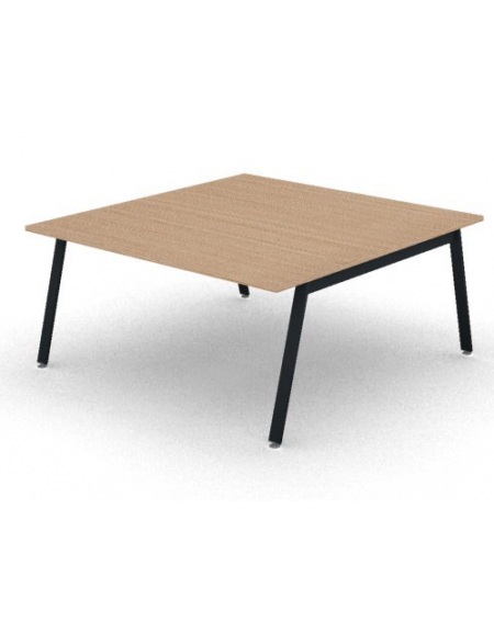 Tavolo riunione con piano melaminico spessore mm 30 e gambe inclinate metalliche - Colori a scelta - cm 160x165x74,5h