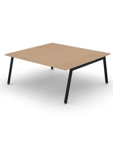 Tavolo riunione con piano melaminico spessore mm 30 e gambe inclinate metalliche - Colori a scelta - cm 180x165x74,5h